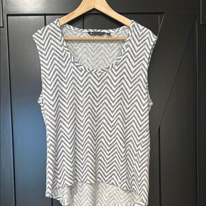 Athleta White and Blue Asymmetrical Muscle Tee